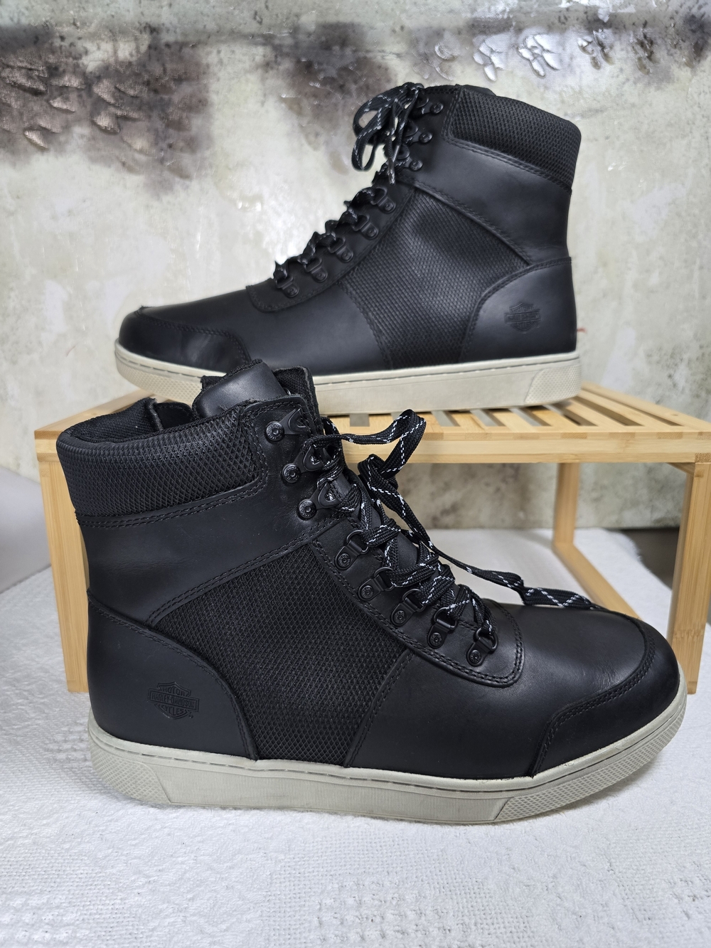 Harley-Davidson Black High Top Moto Boots Side Zip Men’s 11.5 - Picture 9 of 11